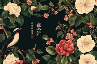 中式花鸟图 繁花与灵鸟