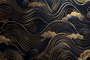 黑金海浪祥云中式纹理图案