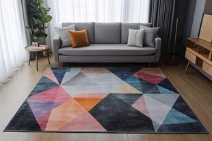 几何图案客厅彩色地毯