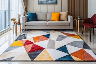 现代客厅多彩几何图案地毯