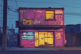 复古色调的破旧街边小店