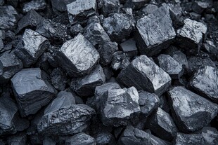 一堆乌黑发亮的煤炭
