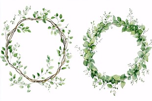 清新绿植花环设计素材