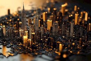 璀璨都市夜景微缩模型