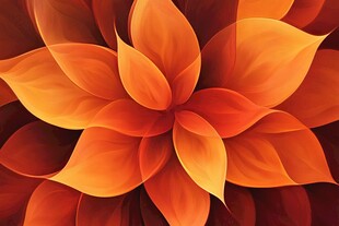 橙色梦幻花朵抽象艺术图