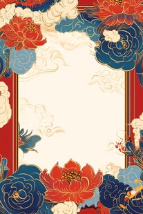 中式繁花边框背景图