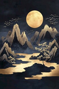 月夜山川图