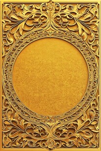 金色雕花圆形边框图案