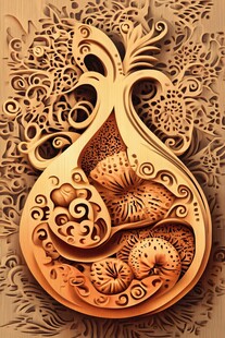 精美木雕梨形艺术图案