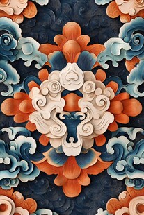 中式传统花卉云纹图案