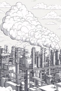 工业工厂浓烟排放景象