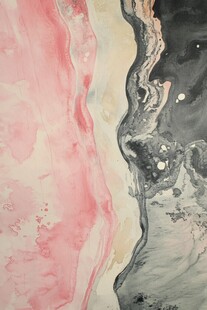 粉黑交融抽象艺术画作