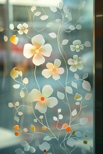 花朵玻璃贴纸装饰艺术