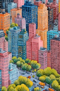 多彩都市建筑群景观