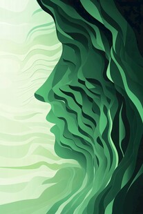 绿色梦幻人脸轮廓艺术图