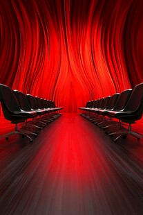 红色舞台前的整齐座椅