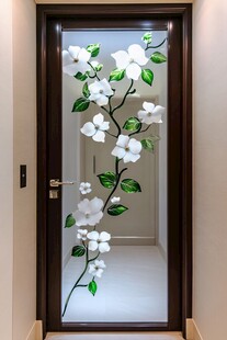 花卉玻璃门 优雅家居装饰