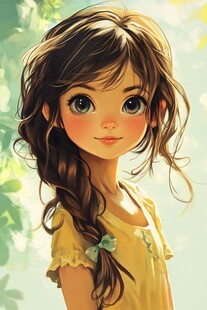 可爱麻花辫女孩的梦幻瞬间