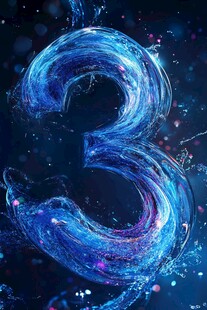 蓝色动感水形数字3特效
