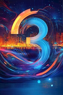 炫彩数字3的梦幻城市景观