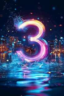 炫酷数字3城市夜景特效