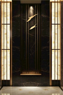 奢华黑金风玄关装饰设计
