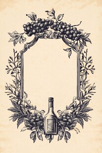 葡萄藤蔓酒瓶复古装饰框