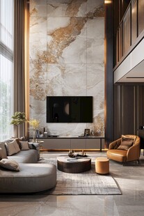 现代奢华客厅大理石背景墙