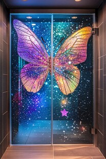 梦幻蝴蝶玻璃墙艺术装饰