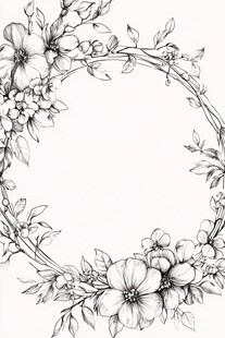 手绘花卉花环图案设计