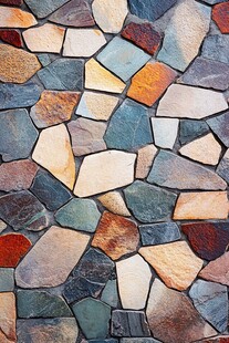 多彩碎拼石墙面纹理