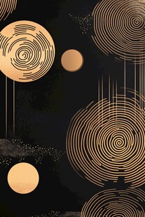 黑金旋涡几何抽象装饰图案