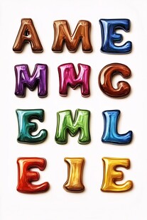 彩色立体字母展示