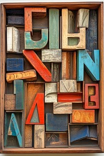 复古木质字母拼图艺术