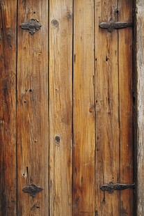 古朴木质门与金属扣件