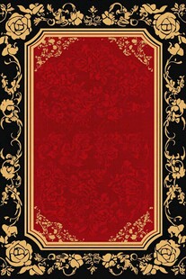 复古红金花纹边框背景图