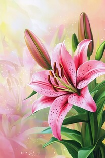 梦幻粉色百合花绽放