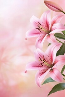 梦幻粉色百合花绽放