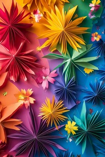 缤纷折纸花朵艺术装饰图
