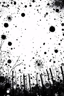 黑白墨点植物边框背景图