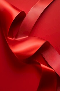 红色绸缎丝带优雅特写
