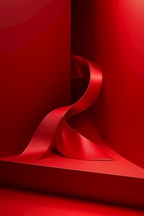 红色丝带于角落的优雅姿态