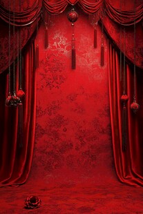 红色浪漫舞台背景布景
