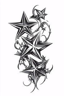 星星藤蔓纹身图案设计