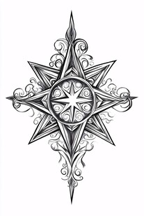 复古风格罗盘星芒图案