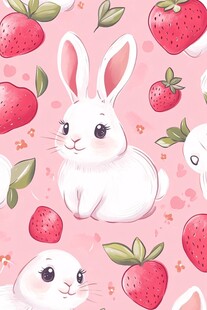 白兔草莓梦幻卡通图案