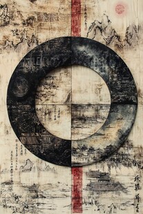 中式古风圆形艺术装饰画