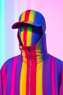 炫彩条纹服饰与帽子造型