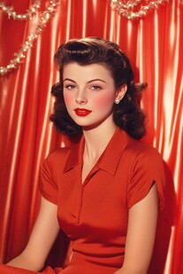 红衣佳人复古风情写真