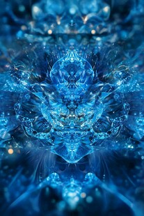 梦幻蓝色冰晶抽象艺术画面